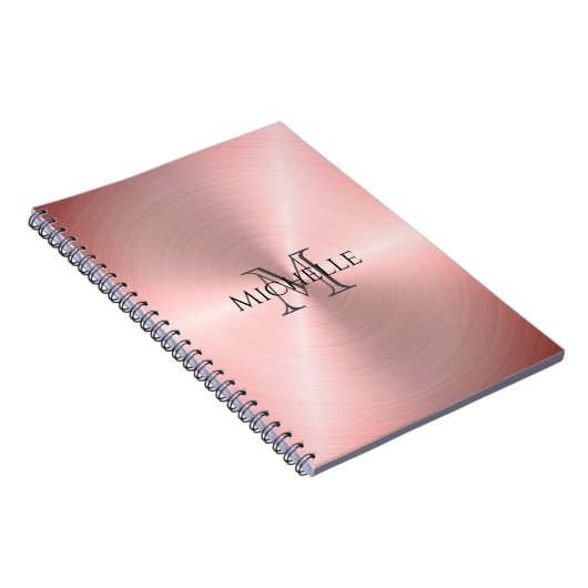 Rose Gold Radial Metallic Monogramm Notizblock (Rechte Seite)