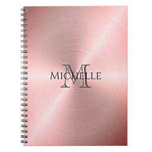 Rose Gold Radial Metallic Monogramm Notizblock