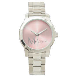 Rose Gold Radial Metallic Script Name Armbanduhr