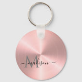 Rose Gold Radial Metallic Script Name Schlüsselanhänger (Vorderseite)