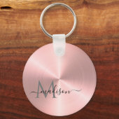 Rose Gold Radial Metallic Script Name Schlüsselanhänger (Vorderseite)
