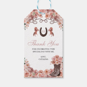Rose Gold Ranchero Quinceanera Gift Tags Geschenkanhänger