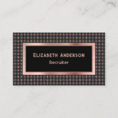 Rose Gold Recruiter Elegante Schwarze und Coppery  Visitenkarte (Vorderseite)