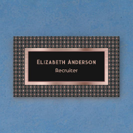 Rose Gold Recruiter Elegante Schwarze und Coppery  Visitenkarte