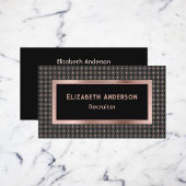 Rose Gold Recruiter Elegante Schwarze und Coppery  Visitenkarte