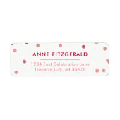 Rose Gold & Red Confetti Rücksendeadressen-Aufkleb (Vorne)