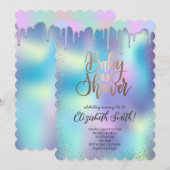 Rose Gold, Regenbogenfarbene Sterne Baby Shower In Einladung (Vorne/Hinten)