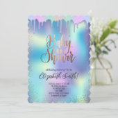 Rose Gold, Regenbogenfarbene Sterne Baby Shower In Einladung (Stehend Vorderseite)