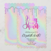 Rose Gold, Regenbogenfarbene Sterne Babydusche Einladung (Vorne/Hinten)