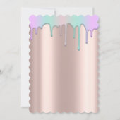 Rose Gold, Regenbogenfarbene Sterne Babydusche Einladung (Rückseite)