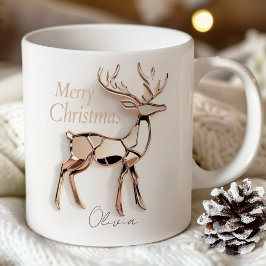 Rose Gold Reindeer Christmas Mug | Custom Name Kaffeetasse