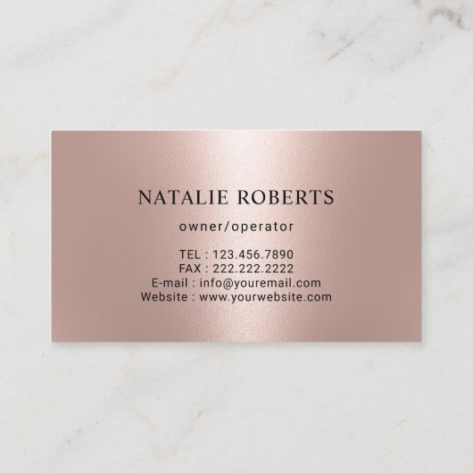 Rose Gold Reinigung Service Haushaltshilfe Visitenkarte (Rückseite)