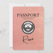 Rose Gold Reno Passport Hochzeit Einladung (Rückseite)