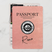 Rose Gold Reno Passport Save the Date (Vorne/Hinten)