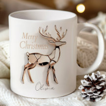 Rose Gold Rentier Weihnachtstasse | Benutzerdefini