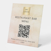 Rose Gold Restaurant Café Bar Scan Menü QR Code Sockelschild (Vorderseite)