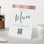Rose Gold Restaurant Menü QR Code Pedestale Schild (In SItu)