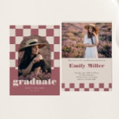 Rose Gold Retro Checkered Arch Foto Abschluss Einladung