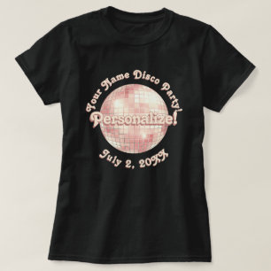 Rose Gold Retro Disco Ball PERSONALISIERTES T-Shir T-Shirt
