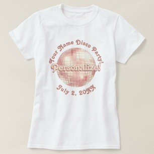 Rose Gold Retro Disco-Kugel PERSONALISIERTES T-Shi T-Shirt