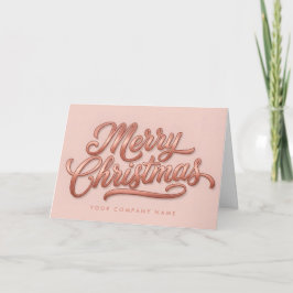 Rose Gold Retro Script Merry Christmas Feiertagskarte