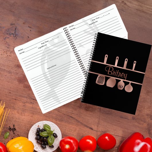 Rose Gold Rezept Kochbuch Personalisiert Notizblock