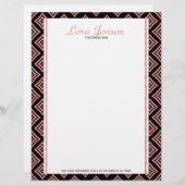 Rose Gold Rhomboid über schwarzem Hintergrund Briefkopf (Vorne/Hinten)