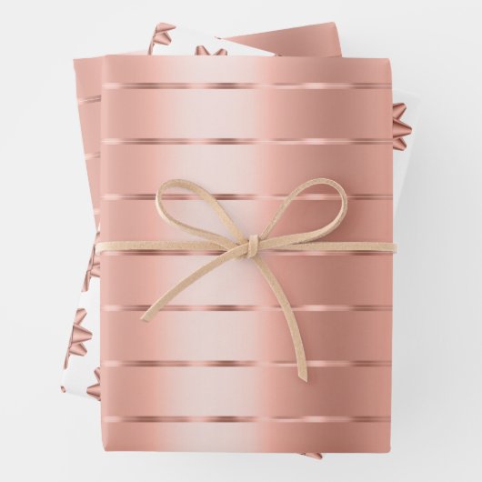 Rose Gold Ribbon Bow Brautparty Geschenkpapier Set (Beispiel)