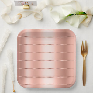Rose Gold Ribbon Brautparty Pappteller