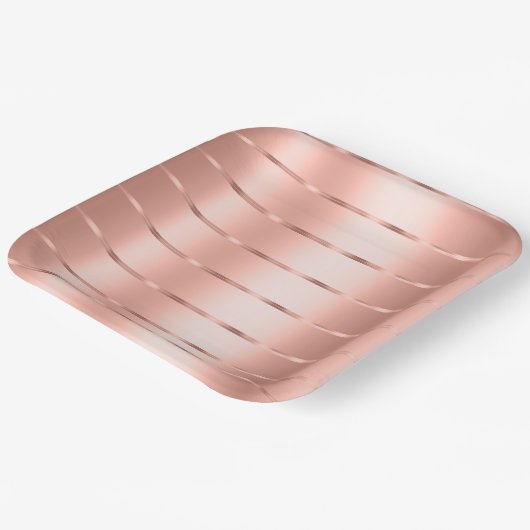 Rose Gold Ribbon Brautparty Pappteller (Gewinkelt)