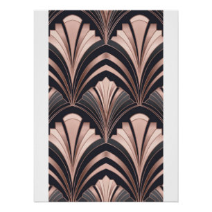 Rose Gold Romance Neo Art Deco Fächer-Design Poster