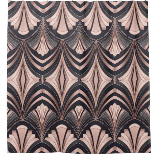 Rose Gold Romance Neo Art Deco Fan Design Duschvorhang (Vorderseite)