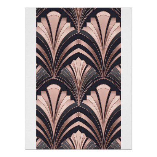 Rose Gold Romance Neo Art Deco Fan Design Poster (Vorderseite)