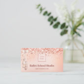 Rose Gold Rosa Ballet Studiologo Visitenkarte (Stehend Vorderseite)