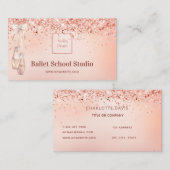 Rose Gold Rosa Ballet Studiologo Visitenkarte (Vorne/Hinten)