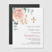 Rose Gold Rosa Blume Gold Luxusbestätigung Magneteinladung (Vorne/Hinten)