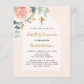 Rose Gold Rosa Blumenkreuz Erster Kommune (Vorderseite)