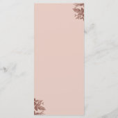 Rose Gold Rosa Blumenrosa Hochzeitsmenü Menükarte (Rückseite)