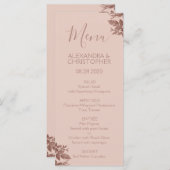 Rose Gold Rosa Blumenrosa Hochzeitsmenü Menükarte (Vorne/Hinten)