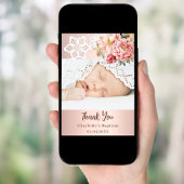 Rose gold Rosa Blumentaufe Foto danke Ihnen Karte