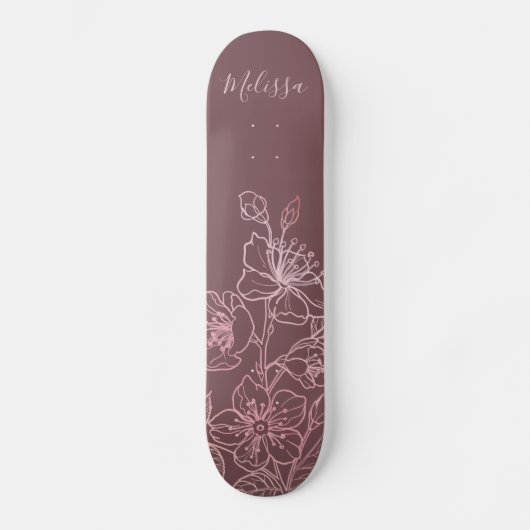 Rose Gold Rosa Blütenrosa Skateboard (Vorderseite)