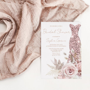 Rose Gold, Rosa Dress Brautparty Real Folieneinladung