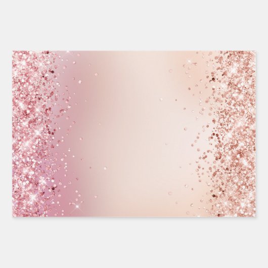 Rose Gold Rosa Einhorn Sparkone Geschenkpapier Set (Vorderseite 2)