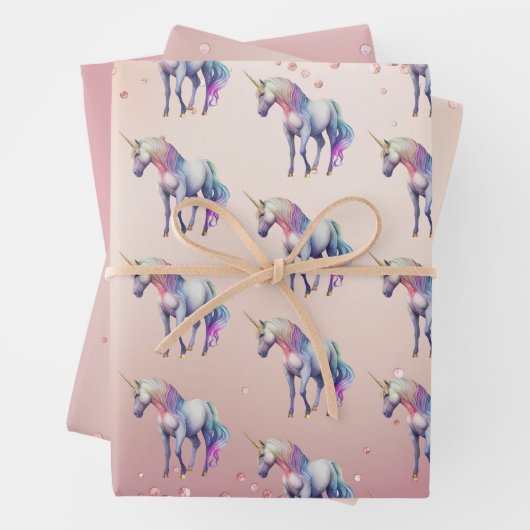 Rose Gold Rosa Einhorn Sparkone Geschenkpapier Set (Beispiel)