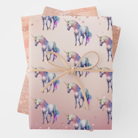 Rose Gold Rosa Einhorn Sparkone Geschenkpapier Set (Beispiel)