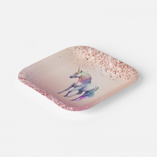 Rose Gold Rosa Einhorn Sparkone Pappteller (Gewinkelt)