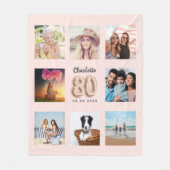 Rose Gold Rosa Foto Collage Name Fleecedecke (Vorderseite)