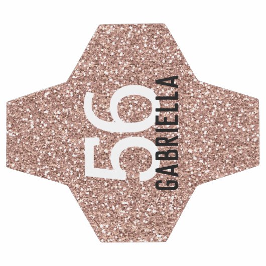 Rose Gold Rosa Funkelnd Nummer und Name Fußball (Flach)