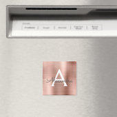 Rose Gold - Rosa gebürstetes Metall, Monogramm Magnet (In Situ (Geschirrspüler))