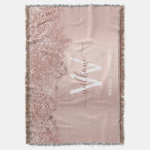 Rose Gold Rosa Girl-Glitzer-Staubmonogramm Decke (Vorderseite Vertikal)